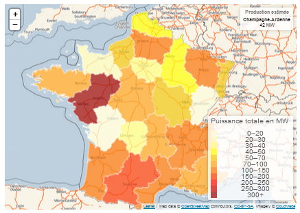 Production photovoltaïque de la France métropolitaine par région - Reuniwatt