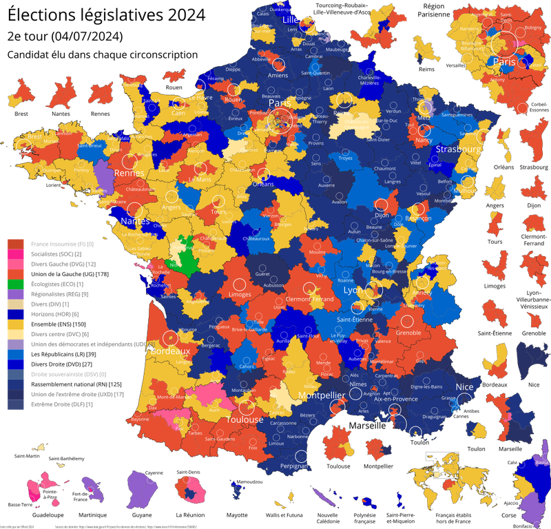 Cartes interactives des résultats des élections législatives 2024