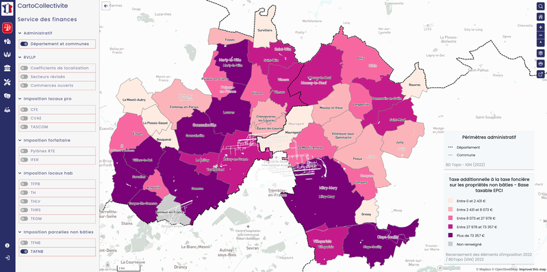 CartoCollectivité - Taxe Additionnelle à la taxe Foncière sur les propriétés Non Bâties (TAFNB)