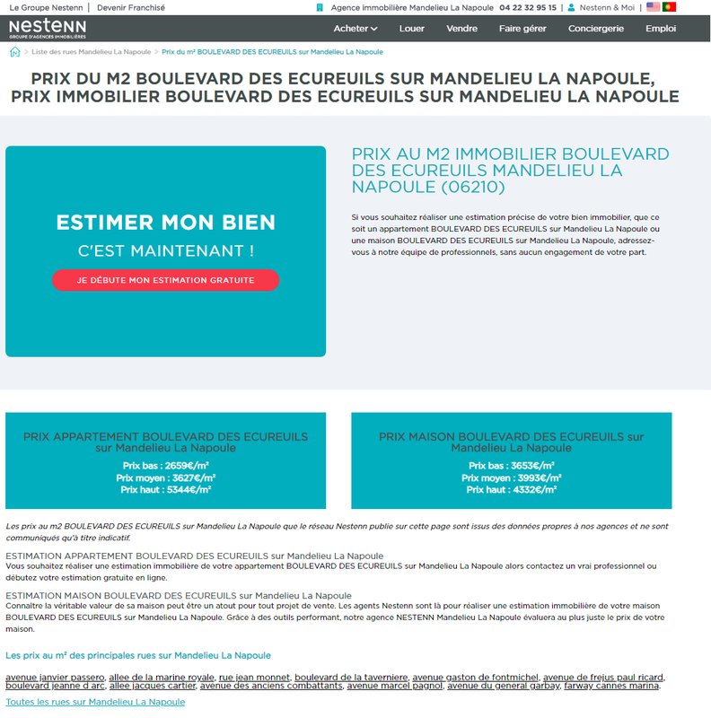 Prix m2 immobilier par rue