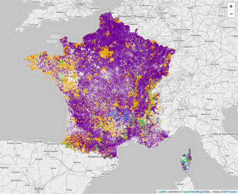 Cartes de France (régions, départements, communes) des listes en tête aux élections européennes