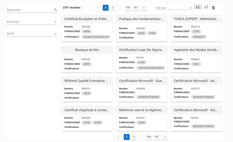 Liste des certifications RS