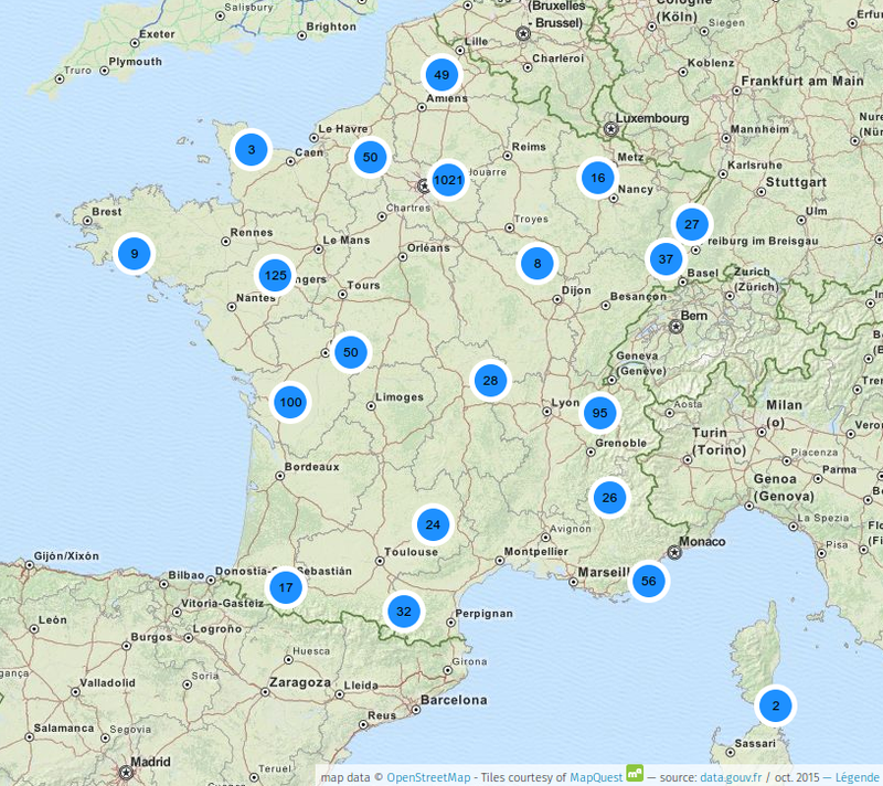 Carte des Bornes de Recharge pour Véhicules Électriques