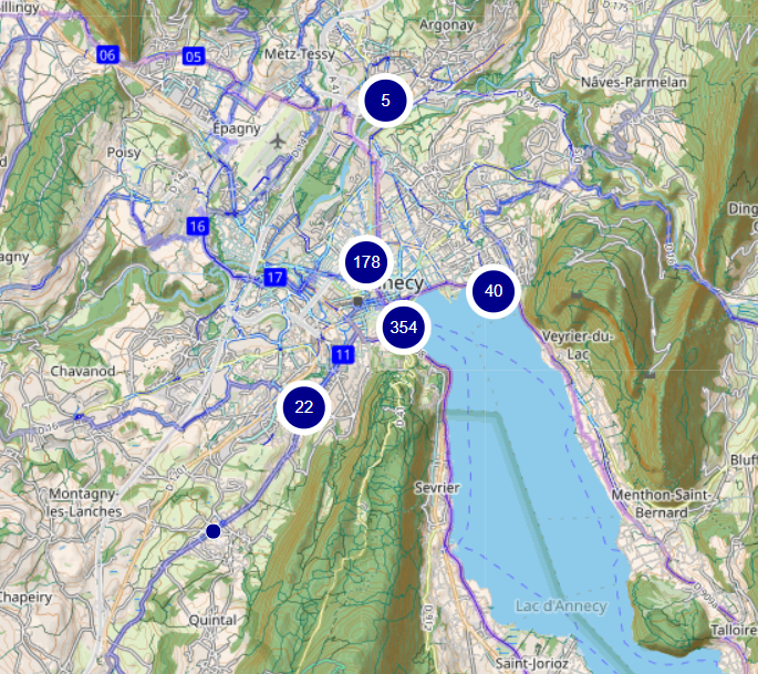Carte interactive des stationnements cyclables - Commune d'Annecy