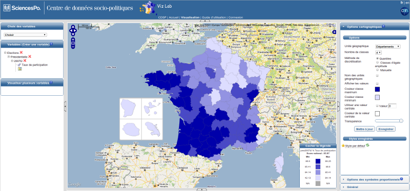 Vizlab, outil interactif de visualisation des résultats électoraux