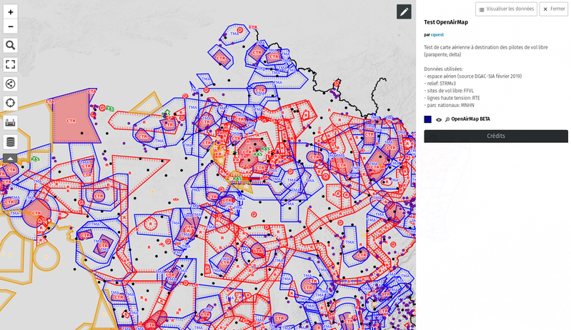 Carte destinée aux pilotes de vol libre (BETA)