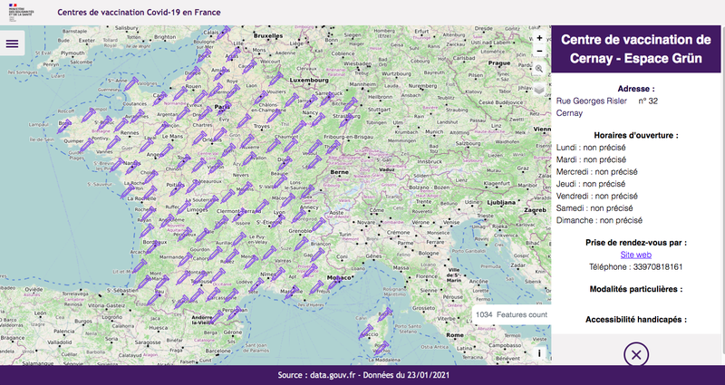 Centres de vaccination Covid-19 en France