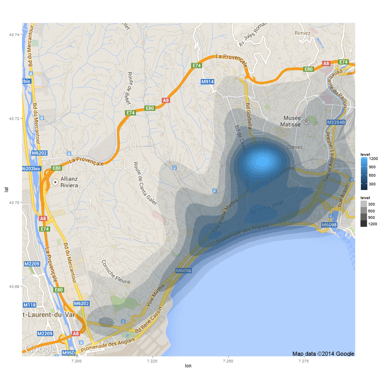 Carte des accidents à Nice (2006-2011)