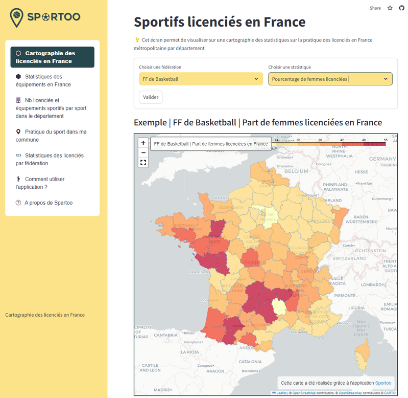 Visualiser les inégalités territoriales et sociales de l'accès au sport en France