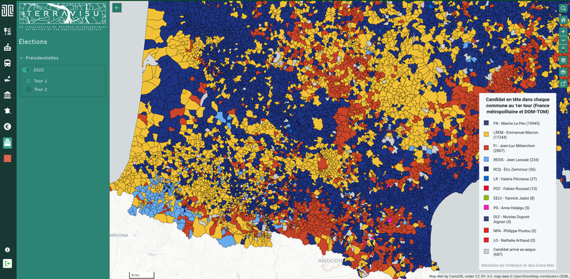 TerraVisu - Présidentielles 2022 (résultats du 1er tour)