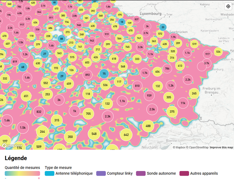 Représentation des émetteurs radios en France