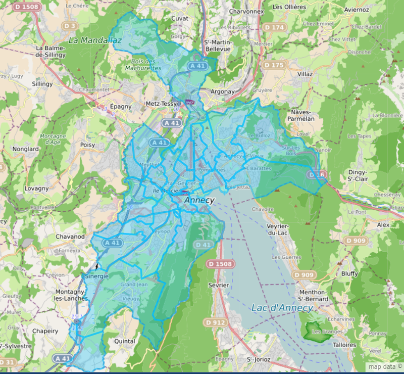 Carte interactive de la carte scolaire -  Commune d'Annecy