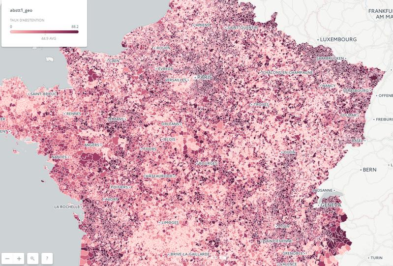 Carte interactive de l'abstention au premier tour des législatives, par communes
