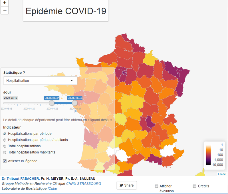 Carte évolution épidémie COVID-19