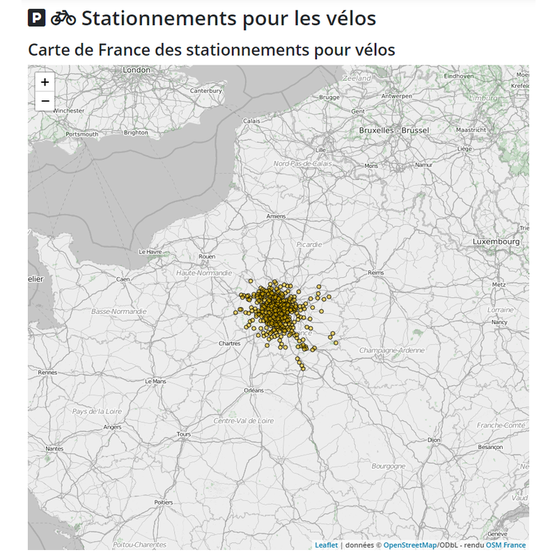 Carte des stationnements pour les vélos en Ile de France