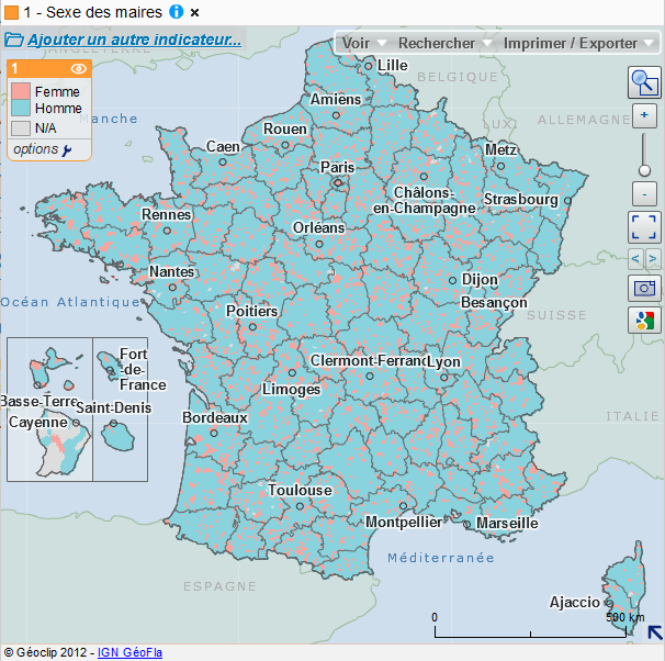 Carte des maires par sexe