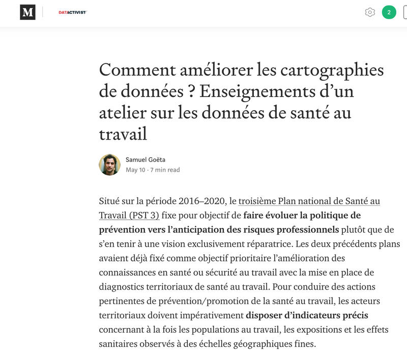 Comment améliorer les cartographies de données ? Enseignements d’un atelier sur les données de santé au travail