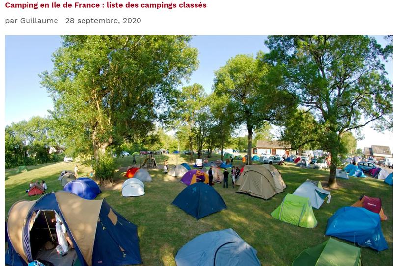 Liste des campings classés en Ile de France