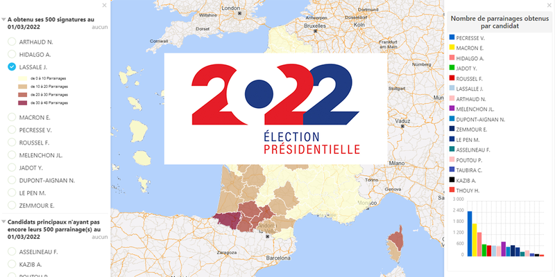 Carte interactive des parrainages pour les présidentielles 2022