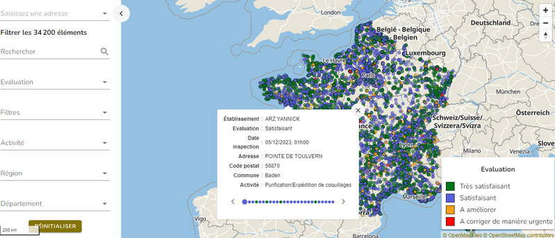 Carte des contrôles sanitaires sur toute la France - Alim’confiance