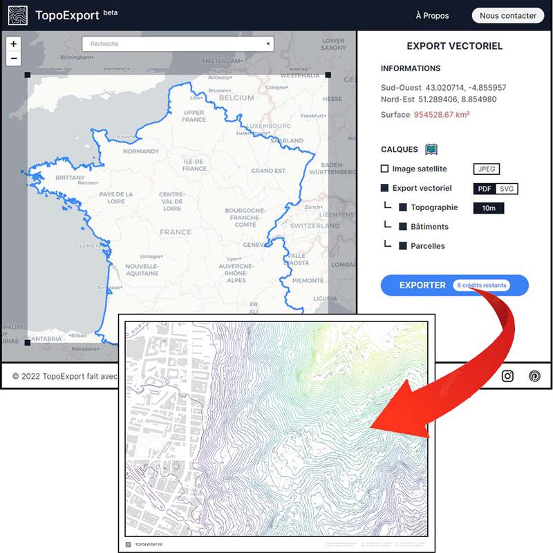 TopoExport - Courbes de niveau