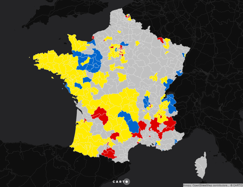 Election présidentielle 2017 (t1) : cartographie des résultats par circonscriptions (métropole et DOM TOM)
