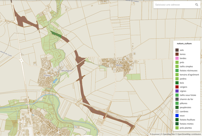 Carte des parcelles expropriées entre 2014 et 2018