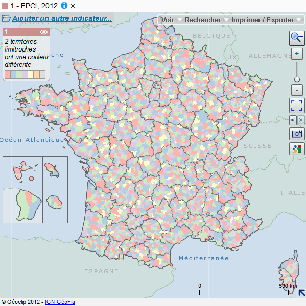 carte des EPCI en 2012