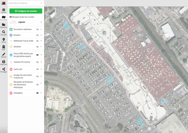 Les places de parking PMR sont dans les applications Géofoncier