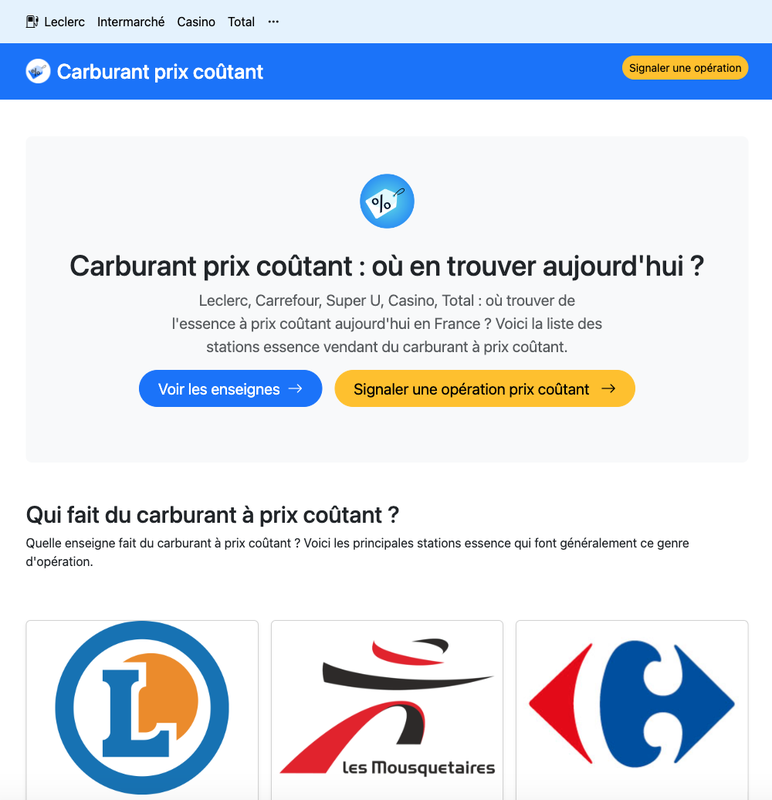 Carburant prix coûtant