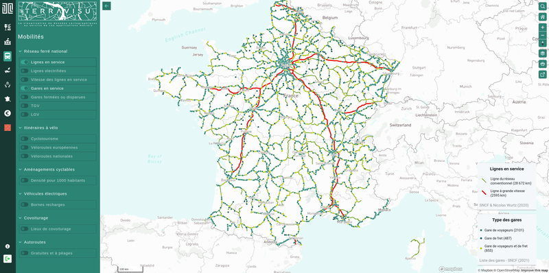 TerraVisu - Lignes en service