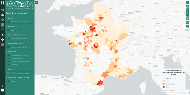 TerraVisu - Restriction d'eau en vigeur