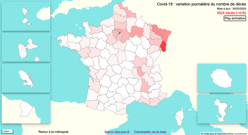 Covid-19 : variation journalière du nombre de décès