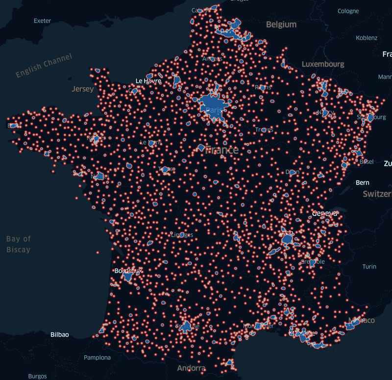 Carte des Collèges publics de France Métropolitaine