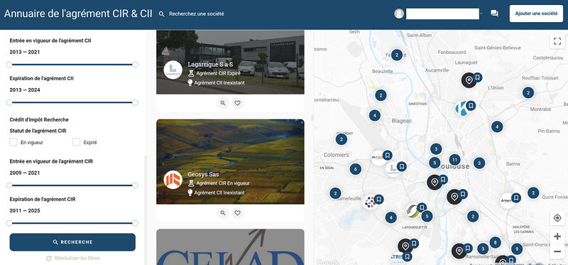 Annuaire de l'agrément CIR & CII