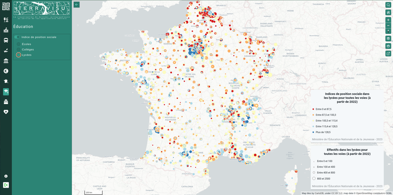 TerraVisu - Indice de position sociale dans les lycées (à partir de 2022)