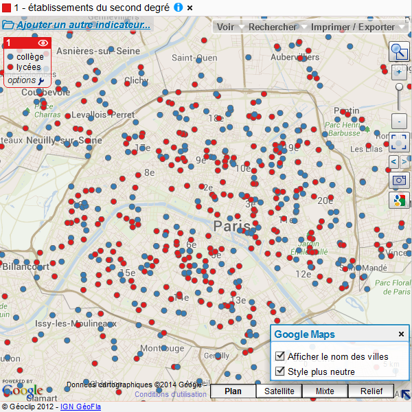 Localisation des établissements du second degré