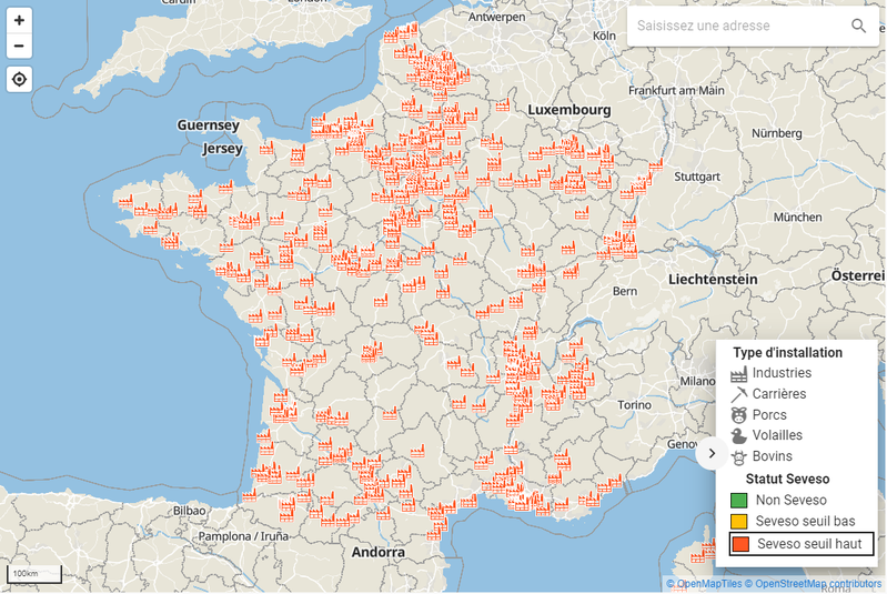 Carte des Installations Classées pour la Protection de l’Environnement
