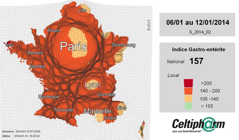 Cartogrammes de l'incidence de la gastro-entérite