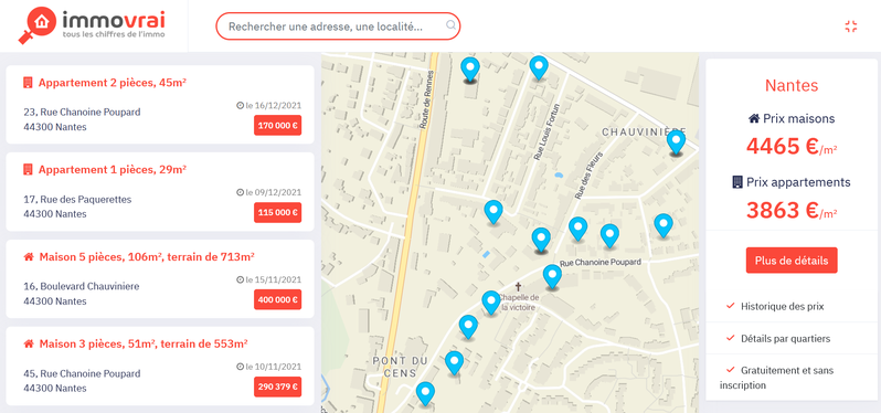 DVF : demandes de valeurs foncières sur Immovrai