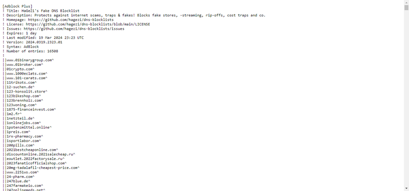 Hagesi Fake Blocklist