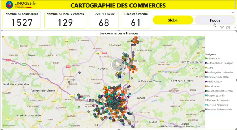 Dashboard des commerce de LImoges