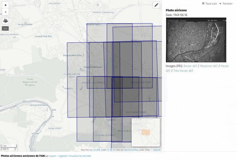 Visualisation des photos aériennes anciennes