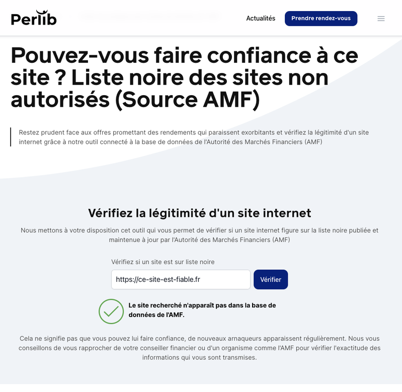 Vérifiez la légitimité d'un site internet grâce à la liste noire de l'AMF