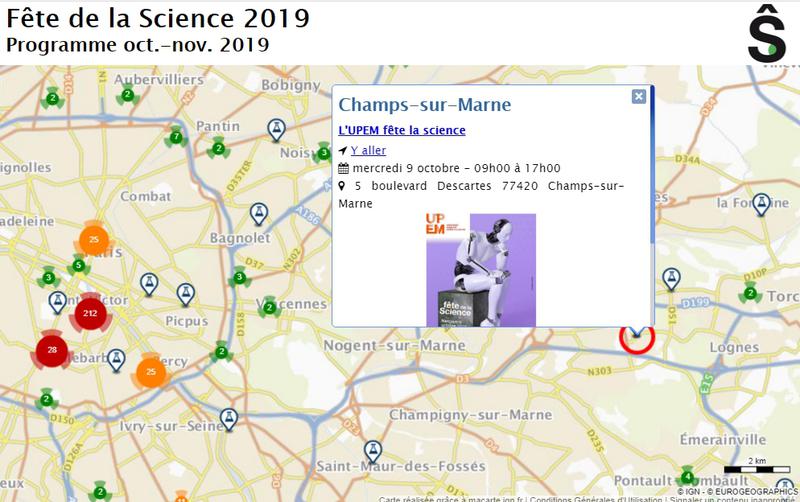 Carte interactive Fête de la Science 2019