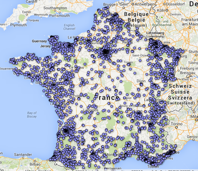 Carte de France des 22 100 pharmacies