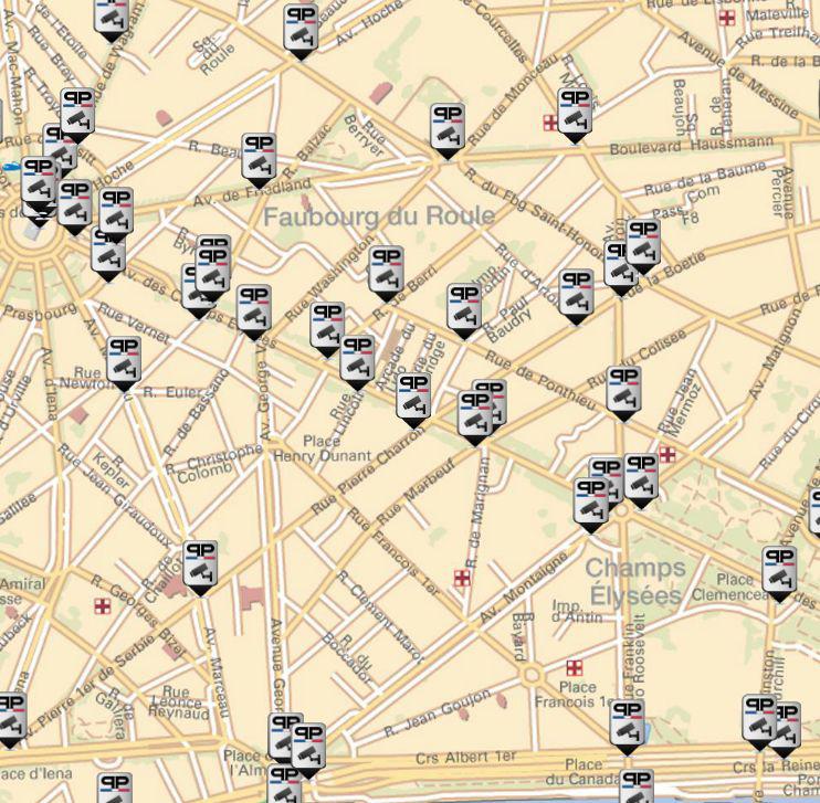 Visualisation dynamique sur le Géoportail des caméras de vidéoprotection de la Préfecture de Police de Paris