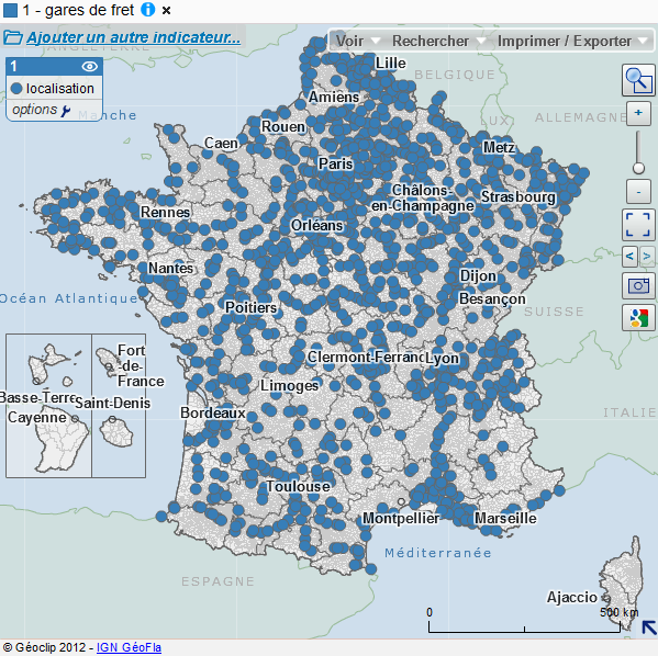 carte des gares de fret en France