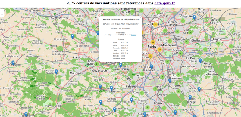 Cartes des centres de vaccination