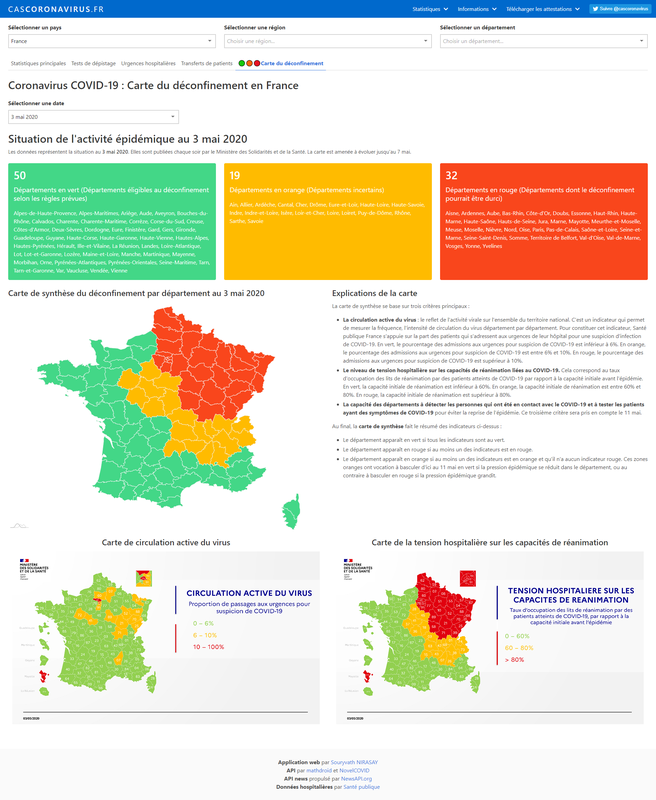 Coronavirus COVID-19 : Carte du déconfinement en France